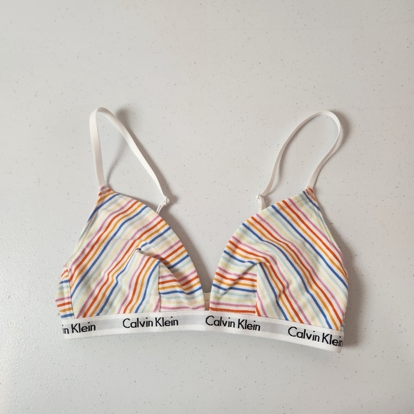 Other - Calvin Klein Triangle Bra Bralette Rainbow Stripe Size Small Wireless Loungewear